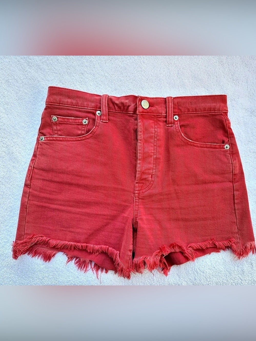 GAP Red Frayed Jean Shorts Size 26 R